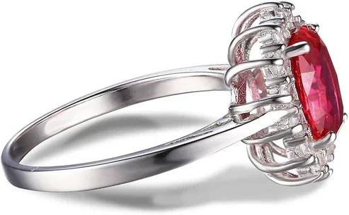 Timeless Ruby Halo Engagement Ring
