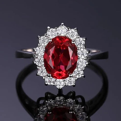 Timeless Ruby Halo Engagement Ring