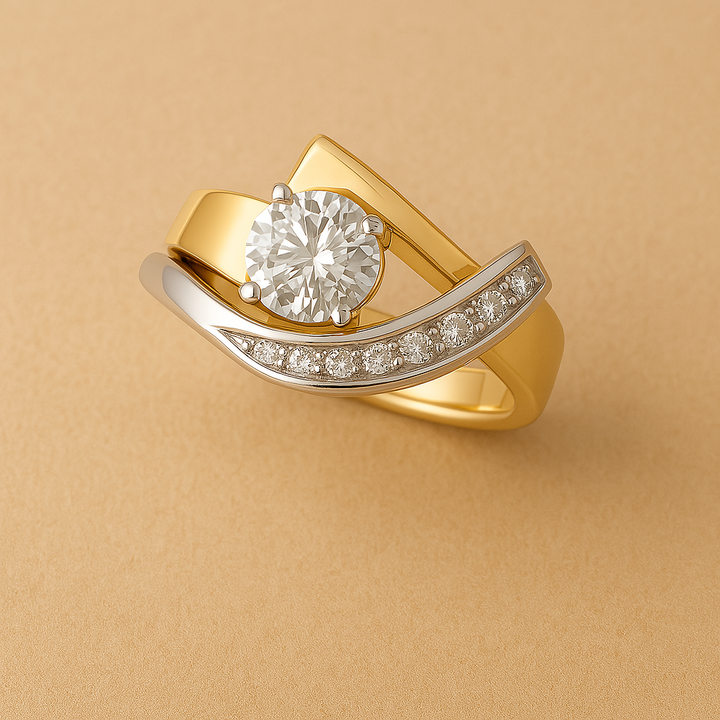 Radiant Asymmetrical Gold and Silver Ring