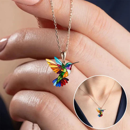 Stunning Hummingbird Pendant Necklace with Complimentary Earrings