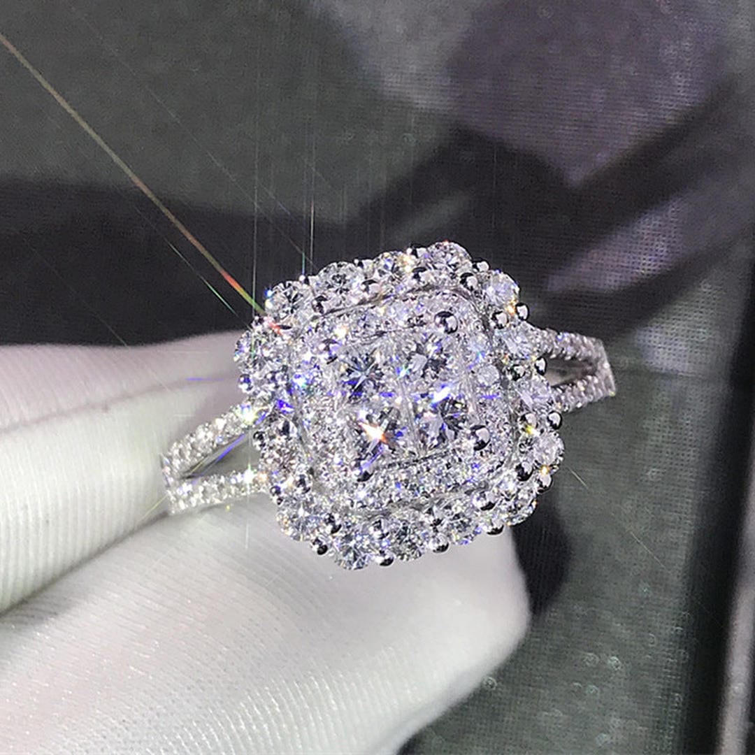 Square-Shaped Zirconia Wedding Ring