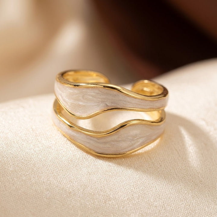 Elegant Two-Tone Cuff Ring in Silver and Gold