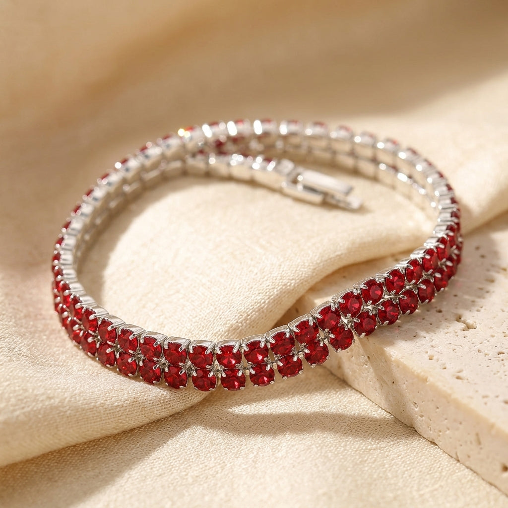 Ruby and Sterling Silver Tennis Bracelet
