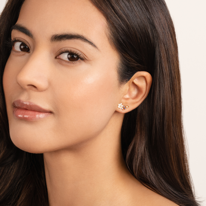 Ivory Petal Crystal Earrings