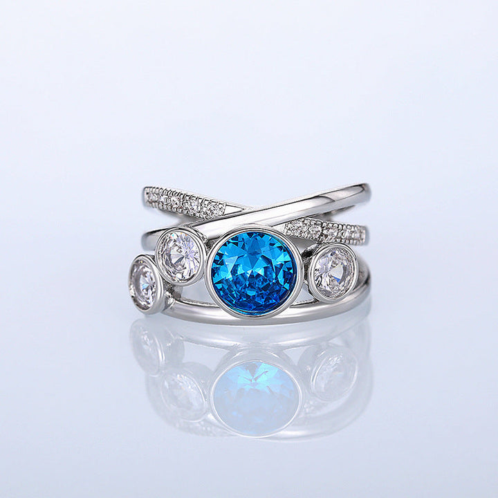 Azure Silver Gem Statement Ring