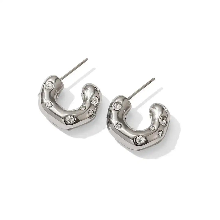 Radiant Gold Zircon Hoop Earrings in a Circular Design