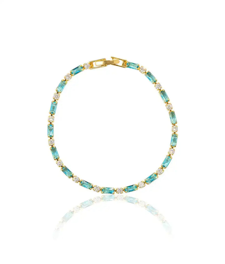 Turquoise Gemstone Bracelet Featuring Gold Zircon Details