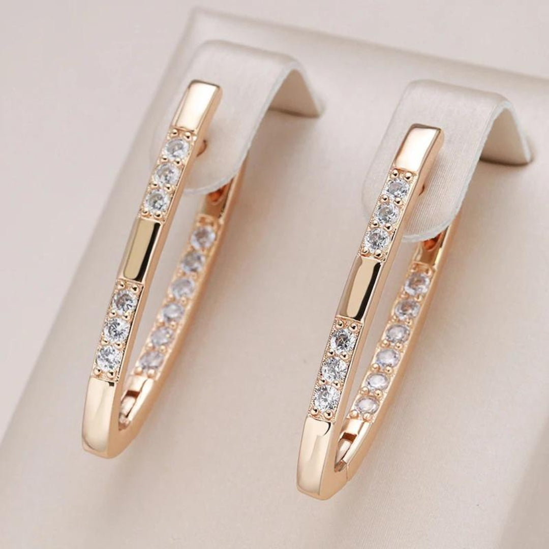 Elegant Gold Earrings Adorned with Zirconia Details