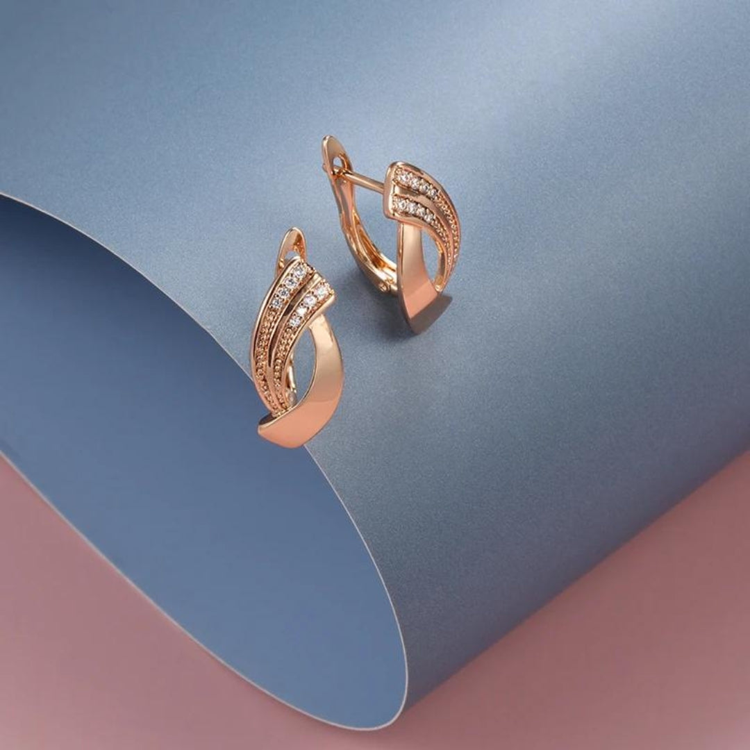 Rose Gold Earrings Embellished with Zirconia for an Elegant Accent