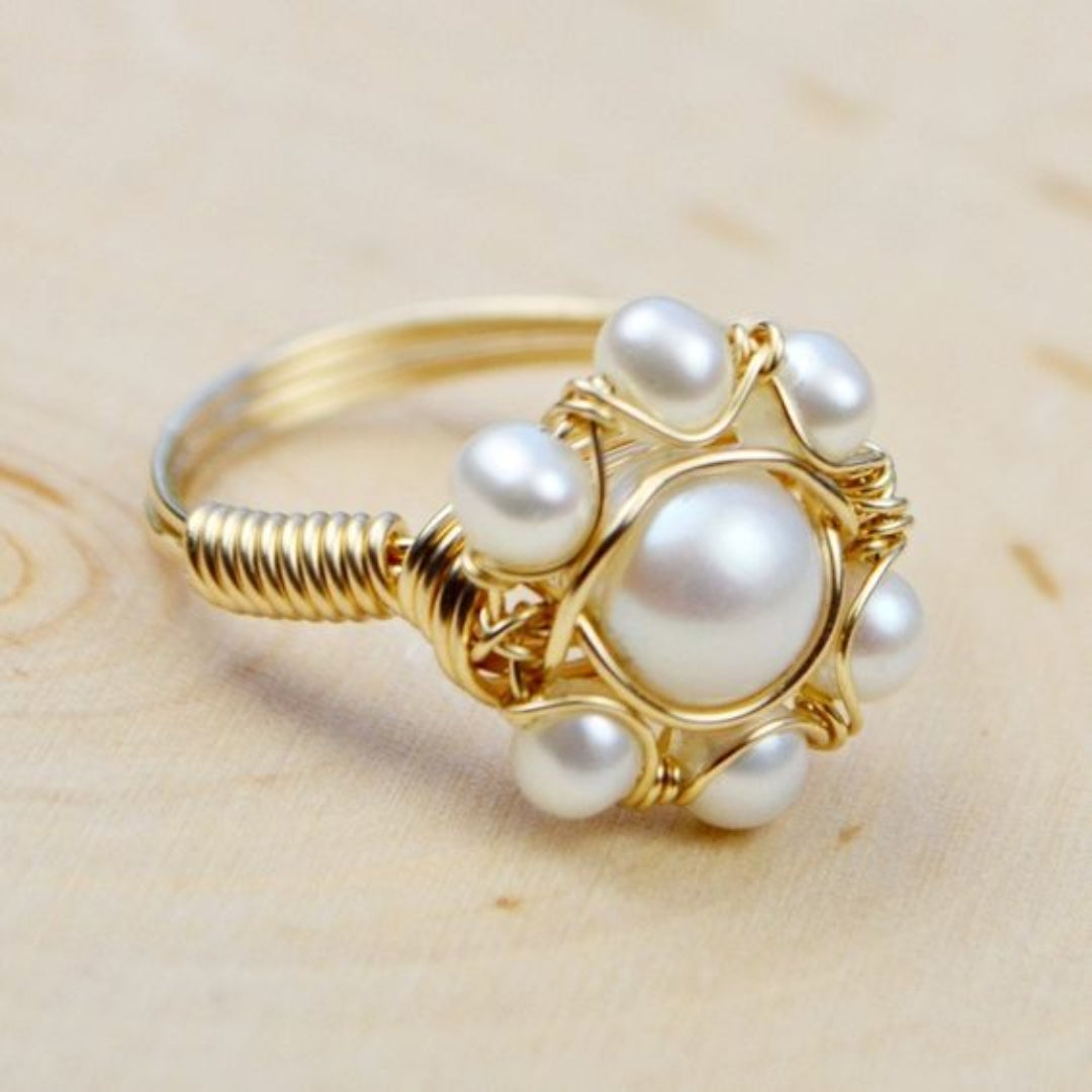 Vintage Inlaid Pearl Gold Band