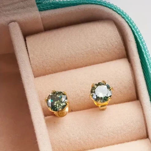 Moss Agate Round Stud Earrings