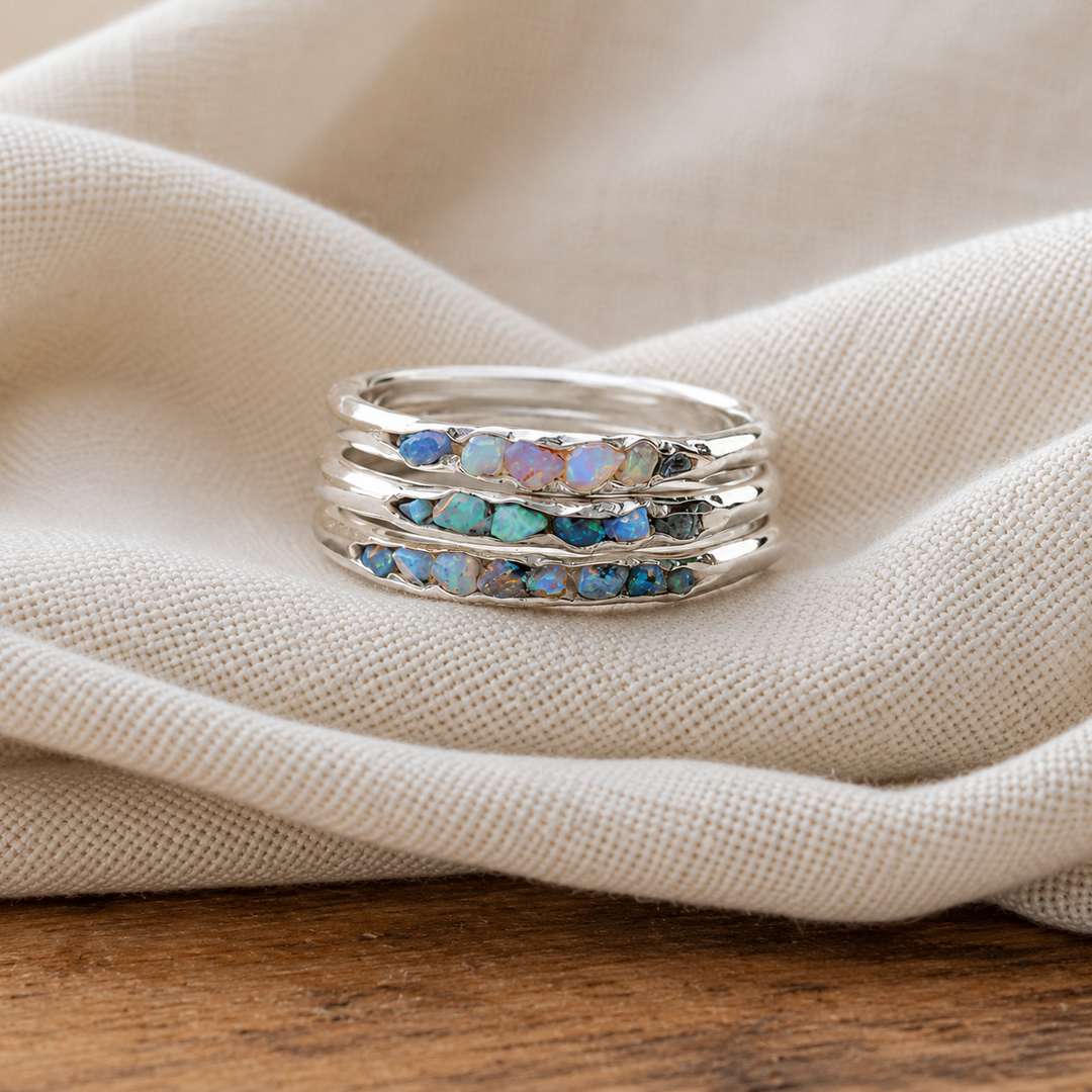 Premium Tiered Blue and Silver Ring