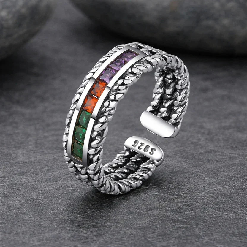 Vintage Mosaic Silver Ring