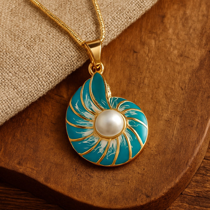 Azure Pearl Shell Pendant Necklace