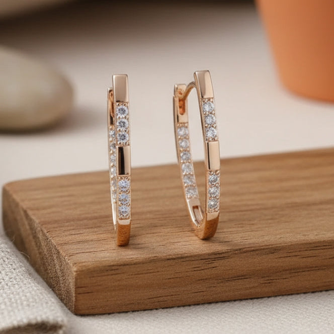 Elegant Gold Earrings Featuring Zirconia Details