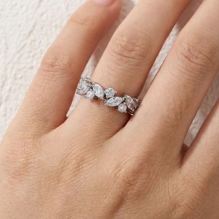Vintage Marquise and Round Diamond Eternity Ring