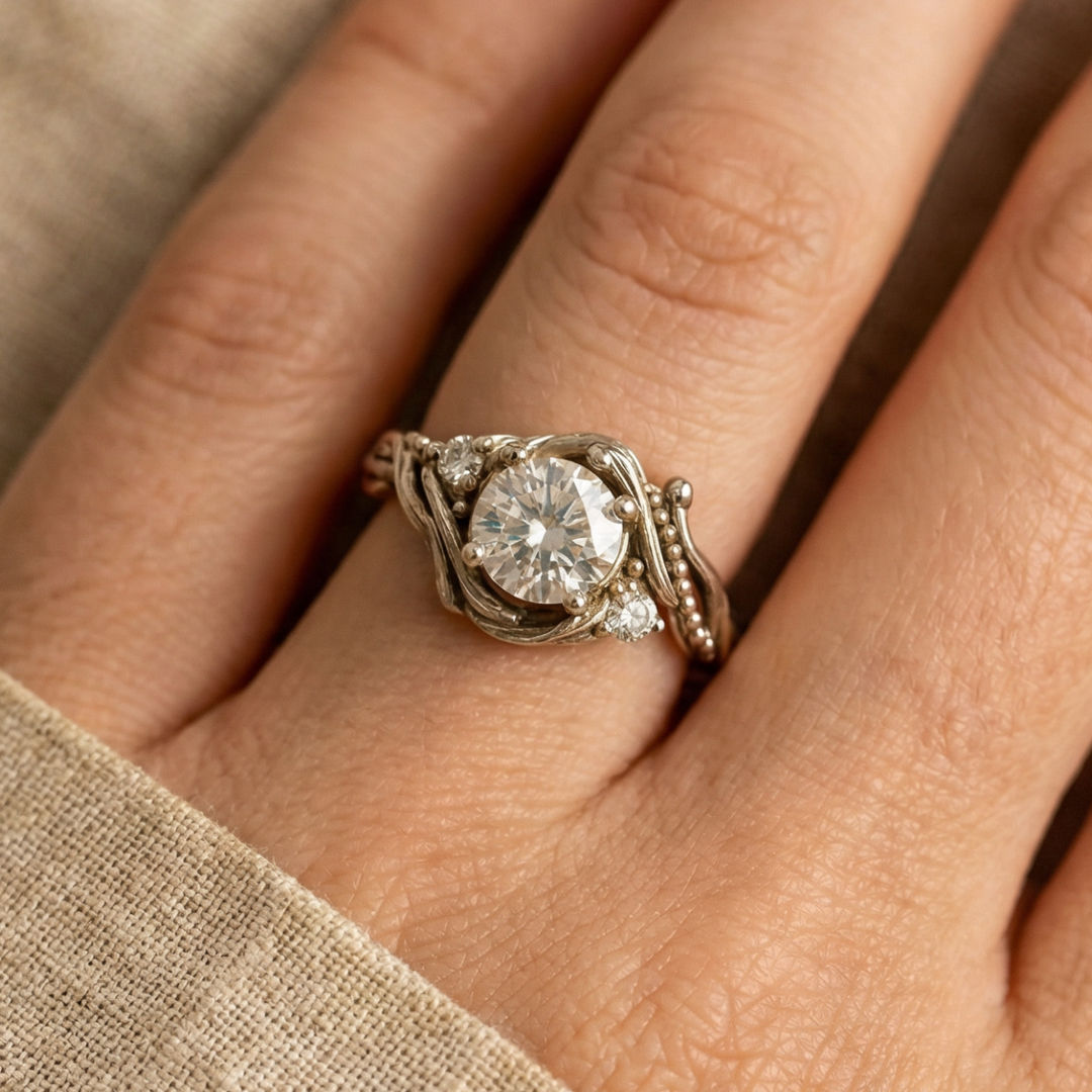 Sophisticated Silver Branch Zirconia Band