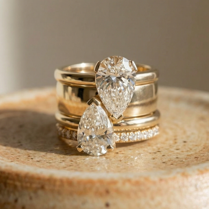 Vintage Dual Zirconia Dangle Ring