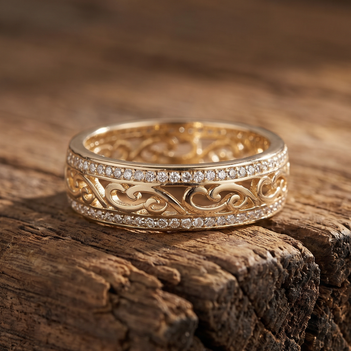 Radiant Open-Design Gold Ring
