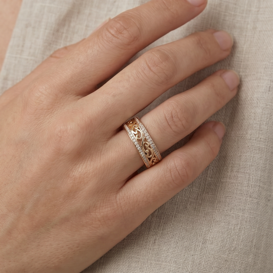 Radiant Open-Design Gold Ring