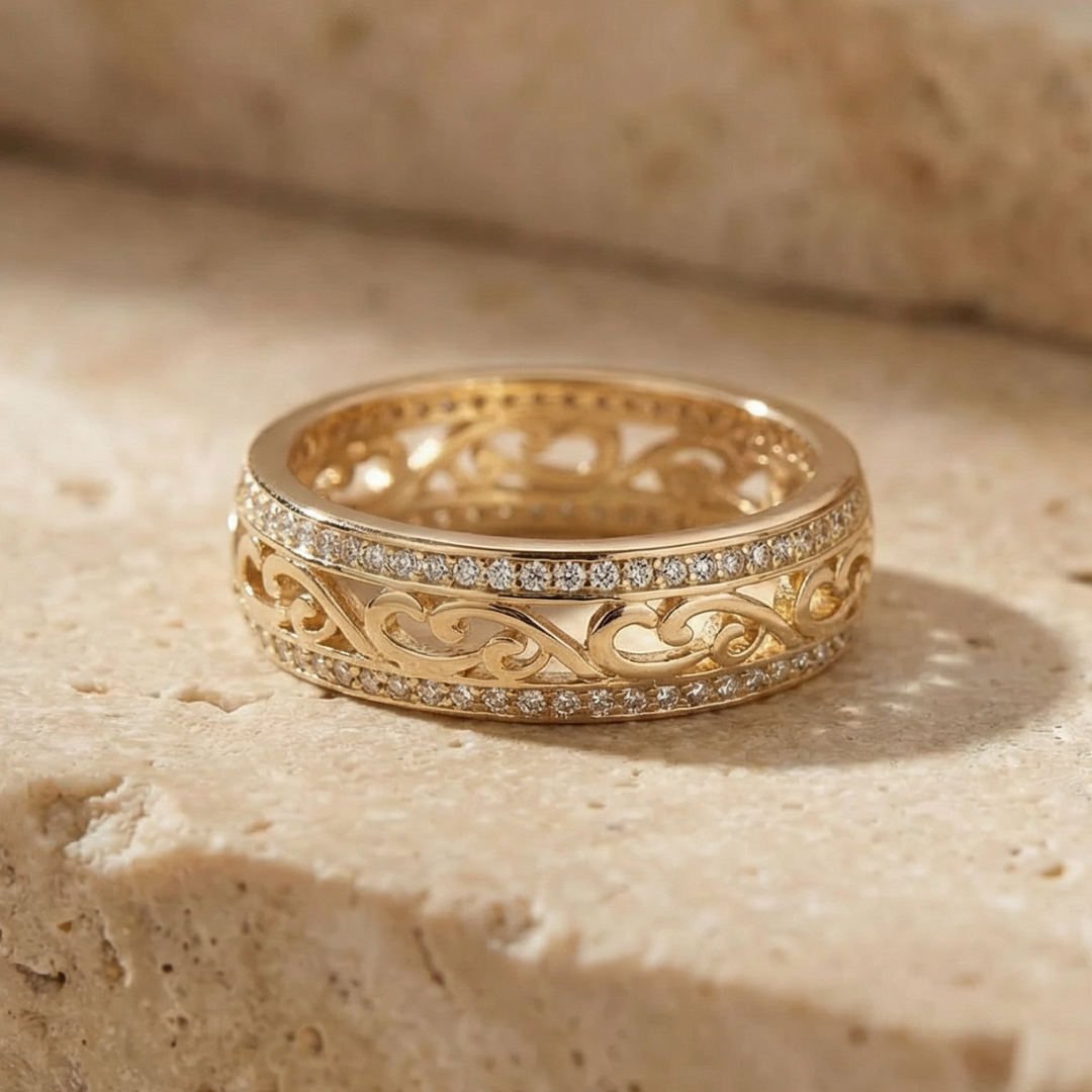 Luminous Open-Design Gold Ring