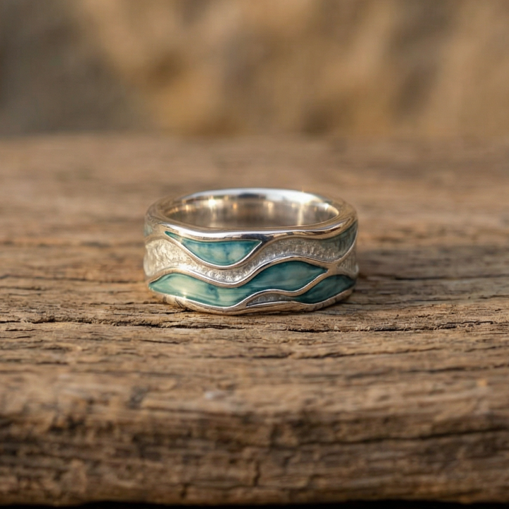 Turquoise Wave Silver Ring
