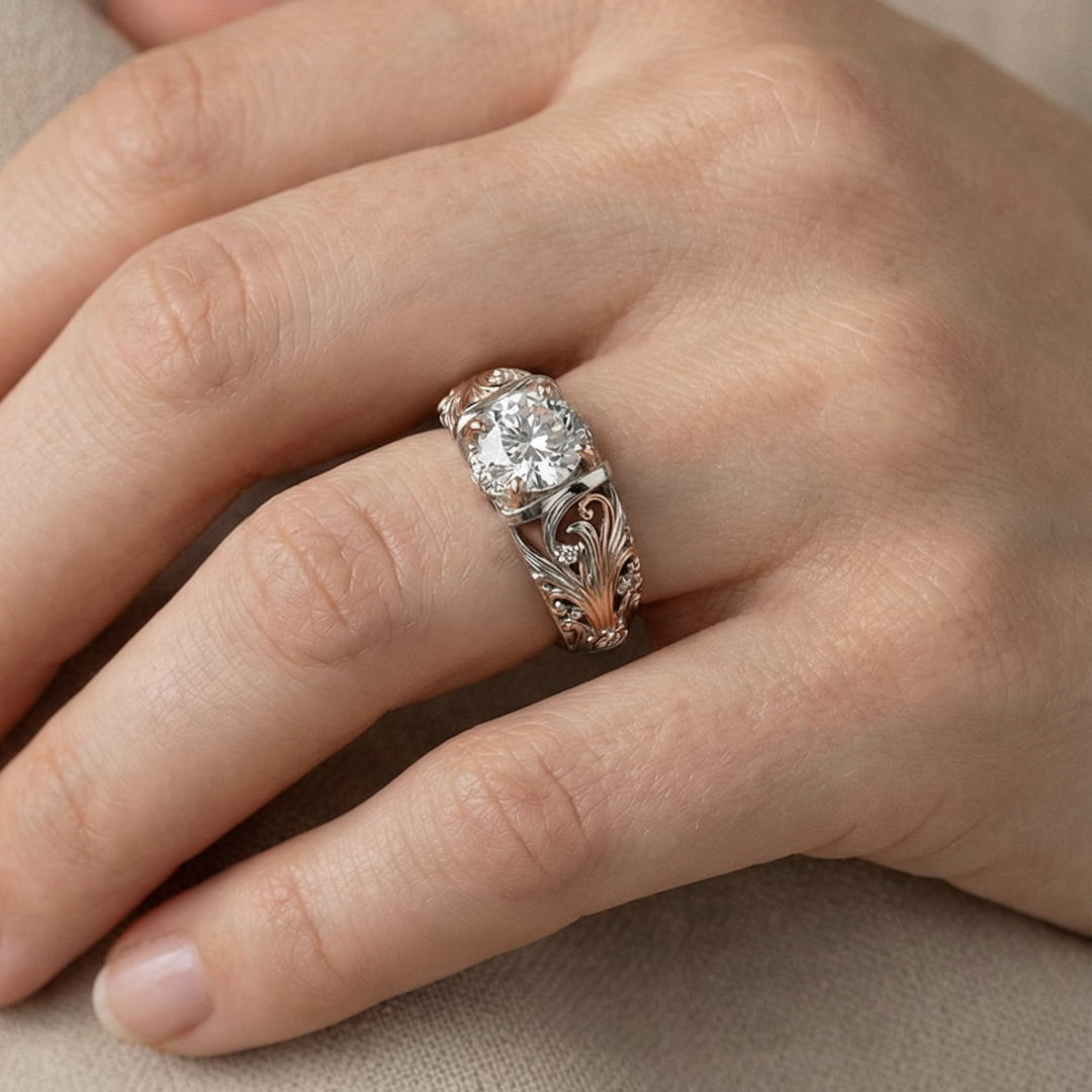 Distinctive Silver Ring Featuring Unique Crystals