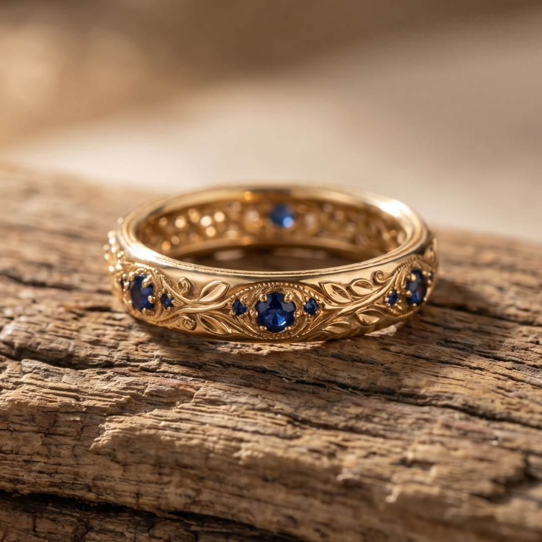 Chic Blue Zirconia Leaf Ring with Unique Design