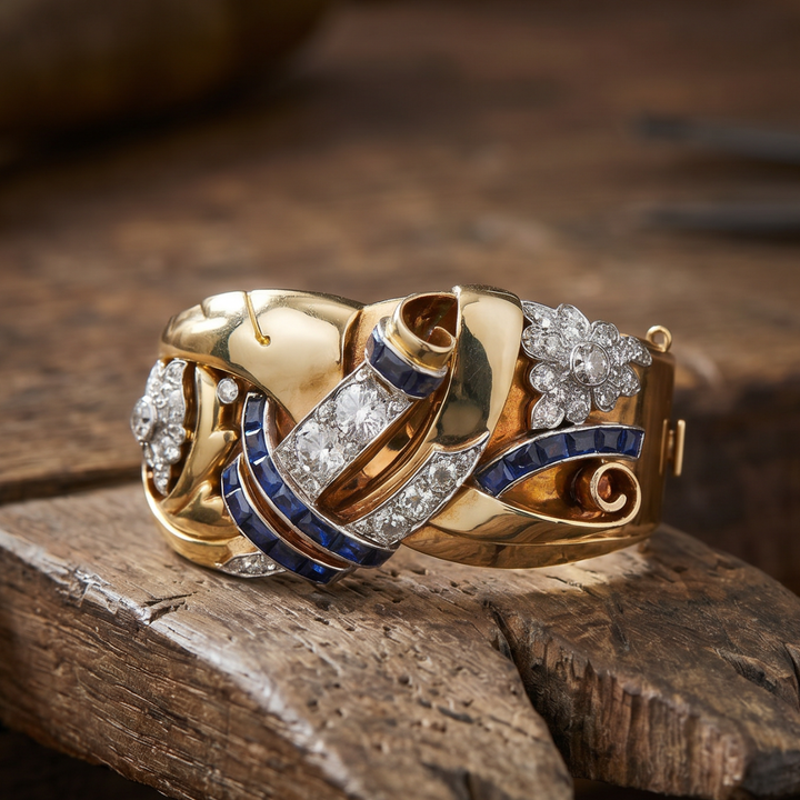 Vintage Gold and Blue Zircon Ring