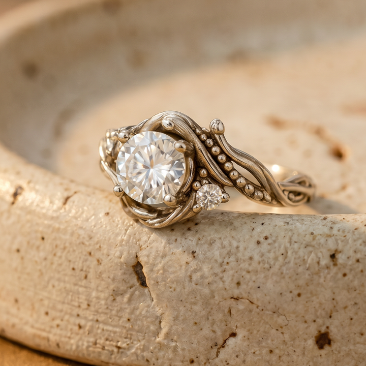 Elegant Silver Branch Zirconia Band