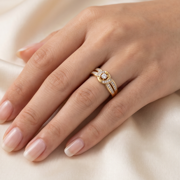Timeless Gold Infinity Crystal Ring