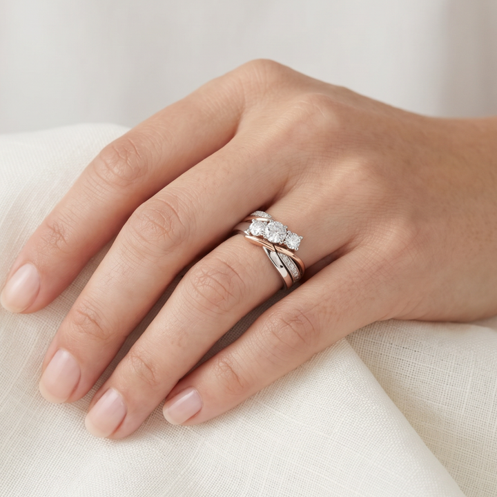 Vintage Gold and Silver Zirconia Band Ring