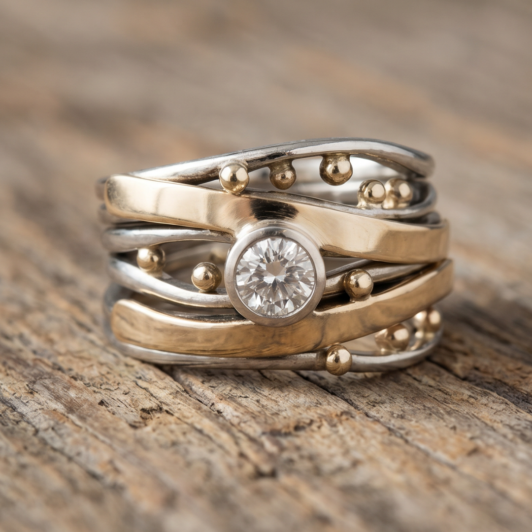 Regal - Antique Gold Inlaid Zirconia Band