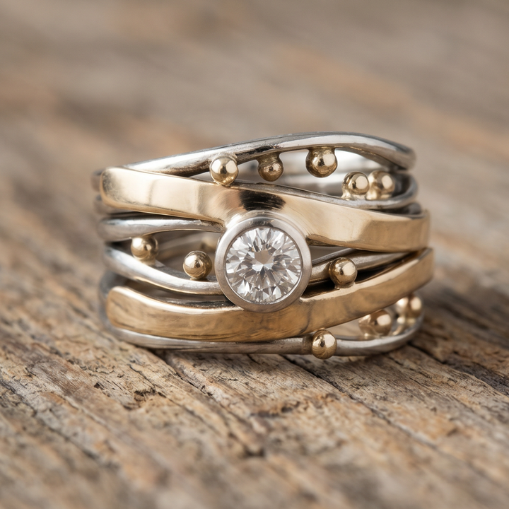 Regal - Antique Gold Inlaid Zirconia Band