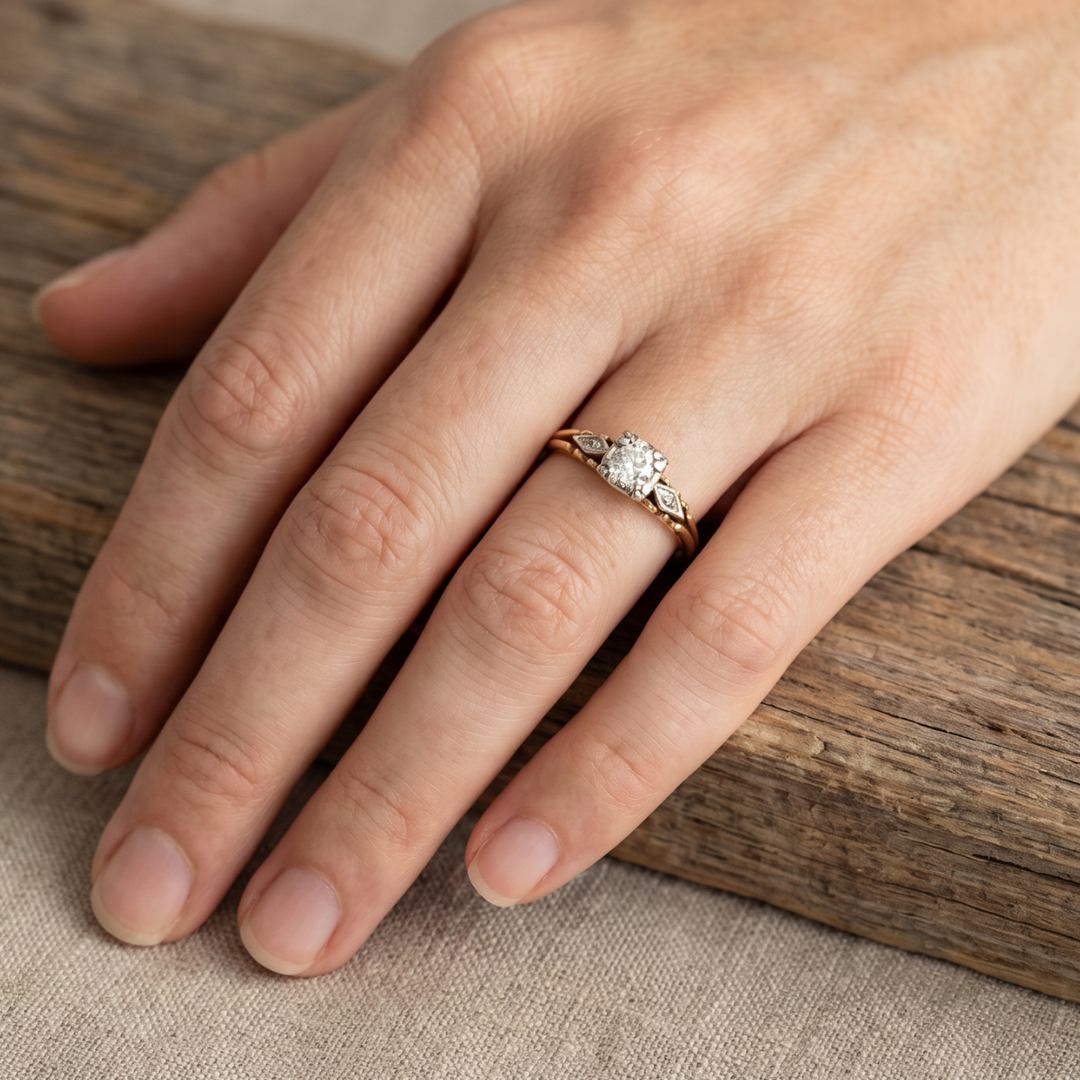 Vintage Zirconia 14K Gold Band