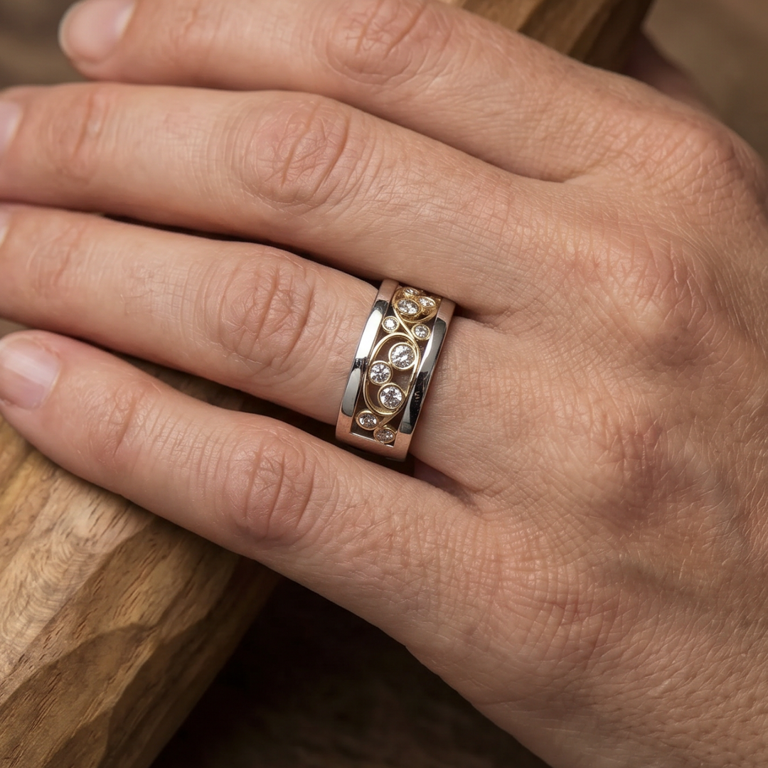 Vintage Gold and Silver Ivy Zirconia Ring