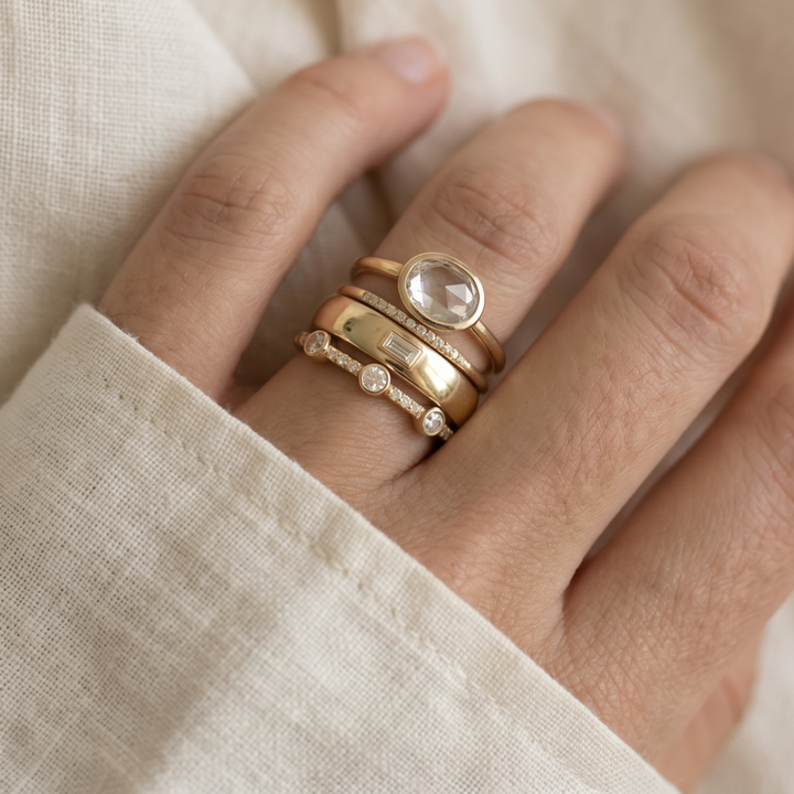 Lily - Vintage Gold & Zirconia Ring Set