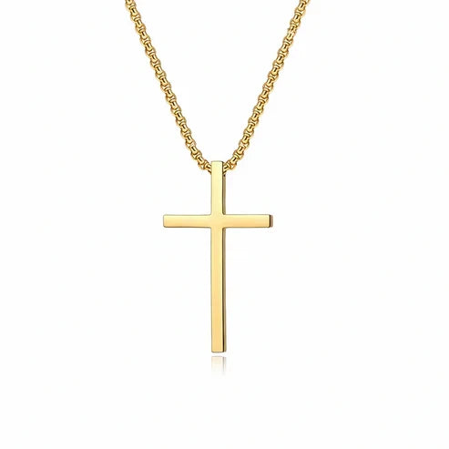 Bezel-Set Cross Pendant Necklace