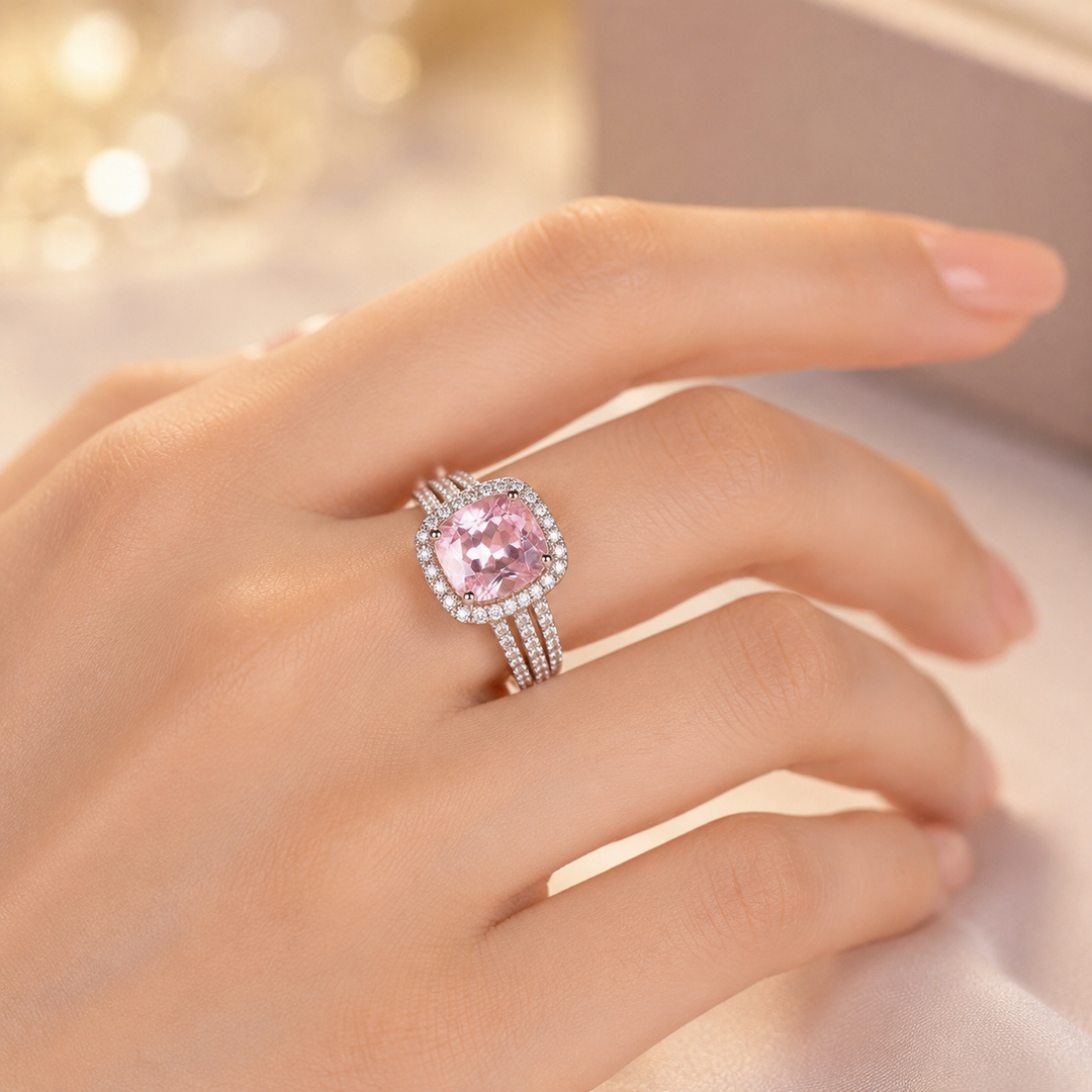 Gold Amethyst Halo Ring