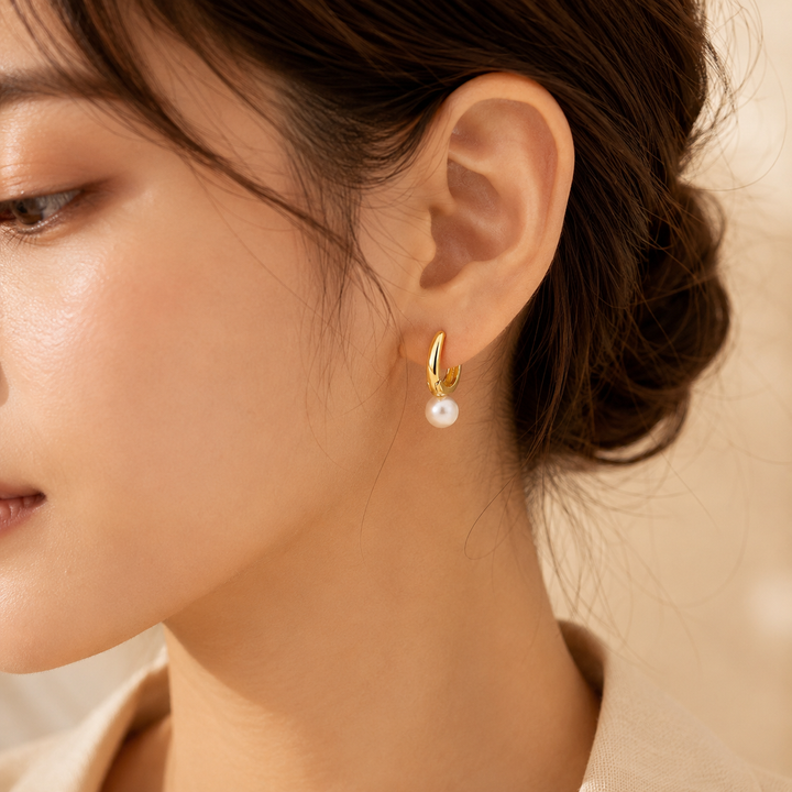 Radiant Pearl Hoop Earrings