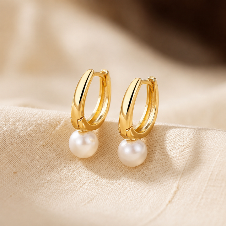 Radiant Pearl Hoop Earrings