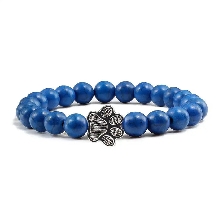 Natural Stone Paw Print Bead Bracelet