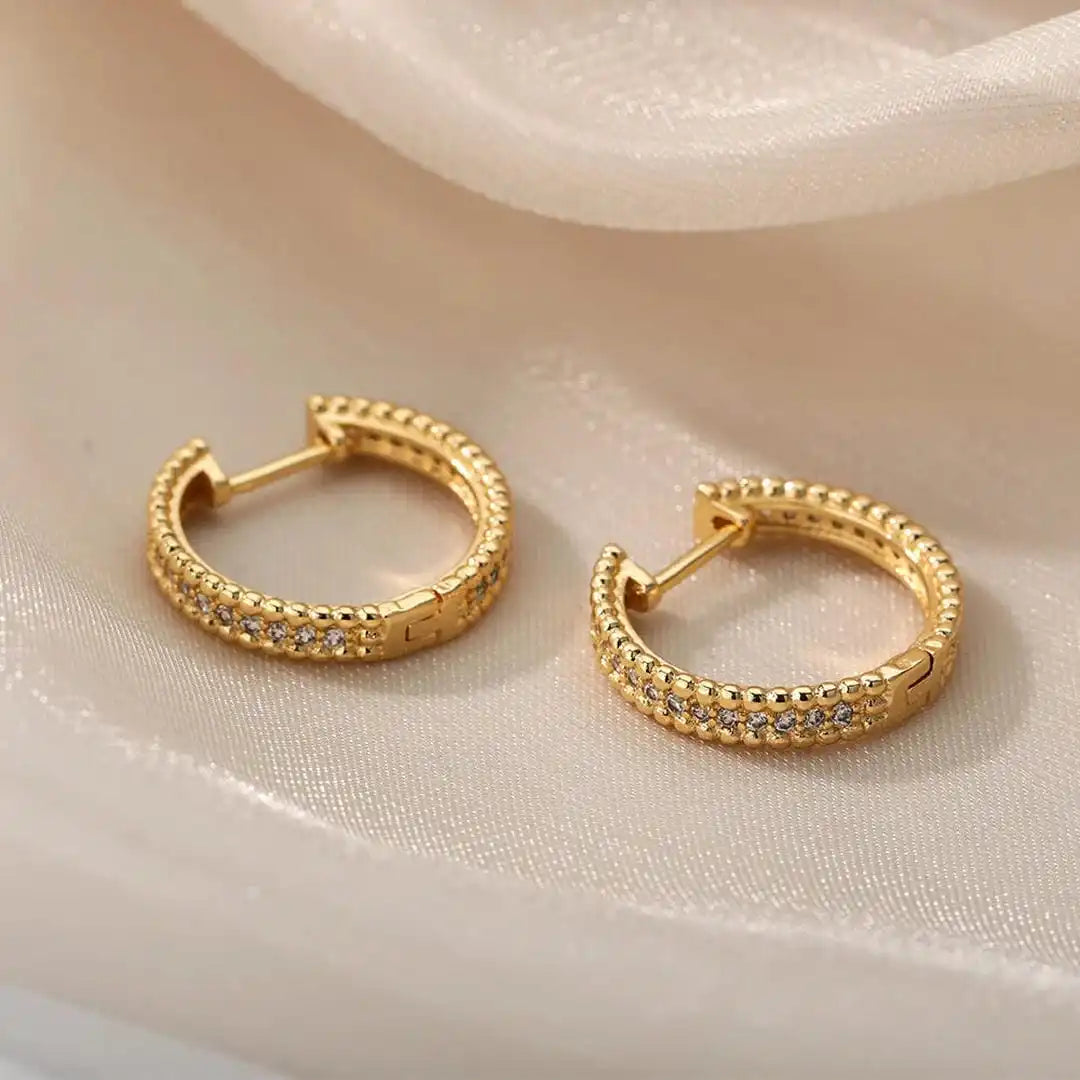 Decorative Crystal Hoop Earrings