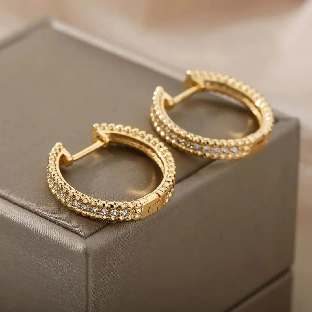 Decorative Crystal Hoop Earrings