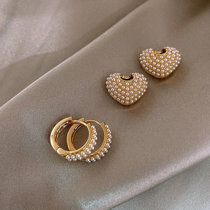Heart-Shaped Pearl Earrings
