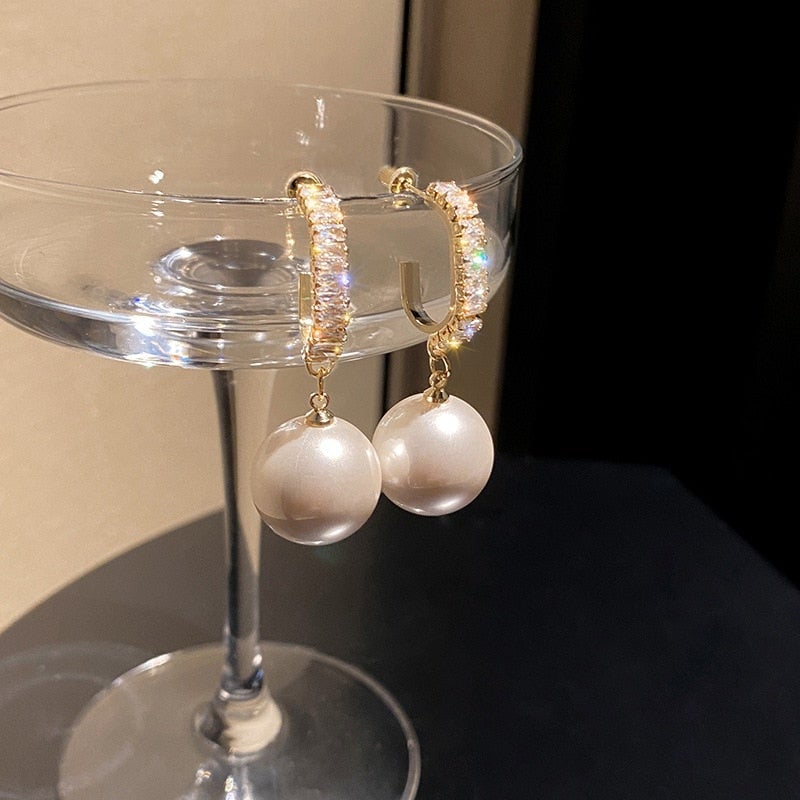 Sophisticated Pearl and Zirconia Earrings