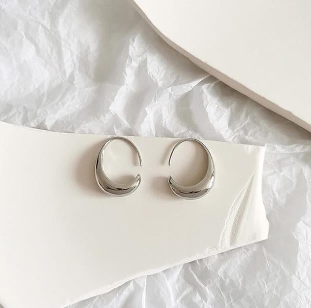 Gold and Silver Oval Hoop Earrings