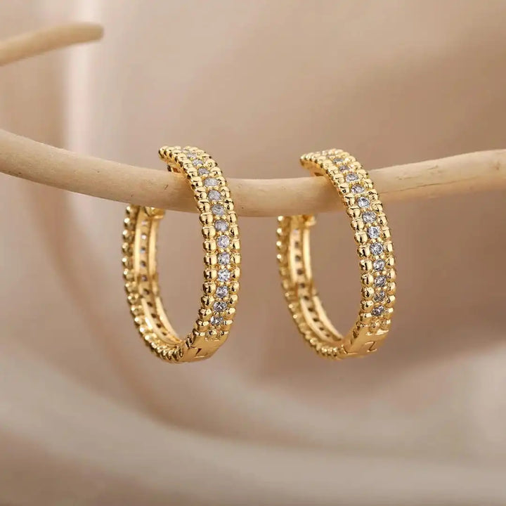 Decorative Crystal Hoop Earrings