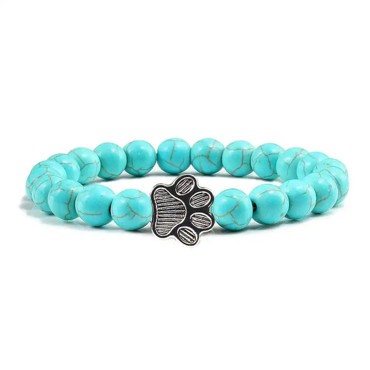 Natural Stone Paw Print Bead Bracelet