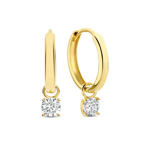 Moonlit Tear Stone Hoop Earrings